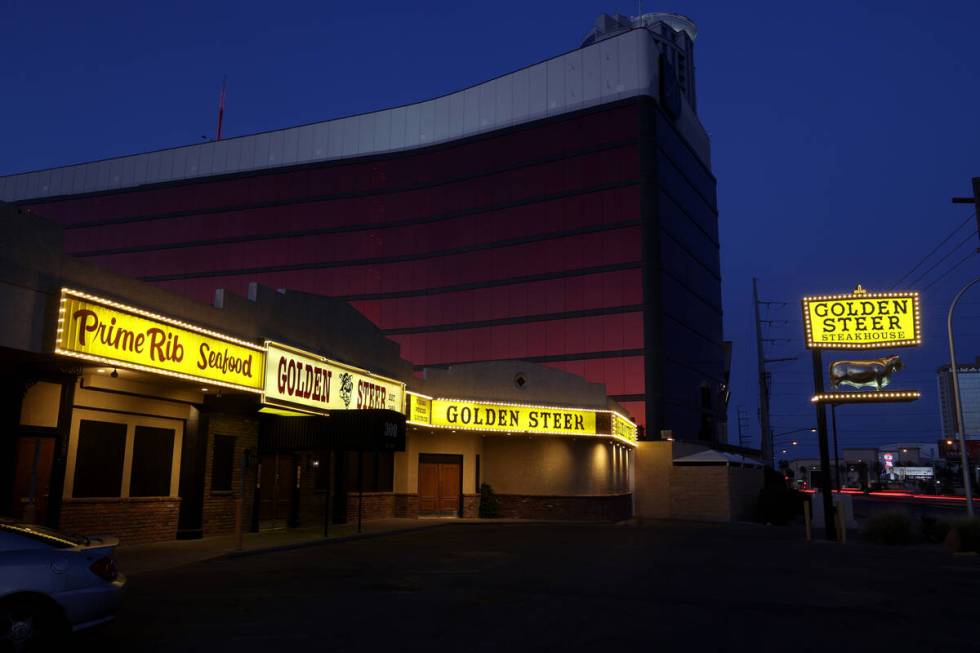 The Golden Steer Steakhouse on Sahara Avenue near the Strip in Las Vegas Friday, May 22, 2020. ...
