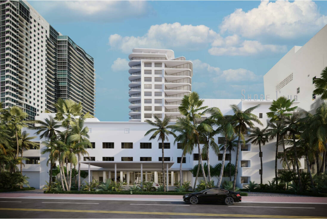 An artist's rendering of a redeveloped Shore Club in Miami Beach, Florida. (City of Miami Beach)