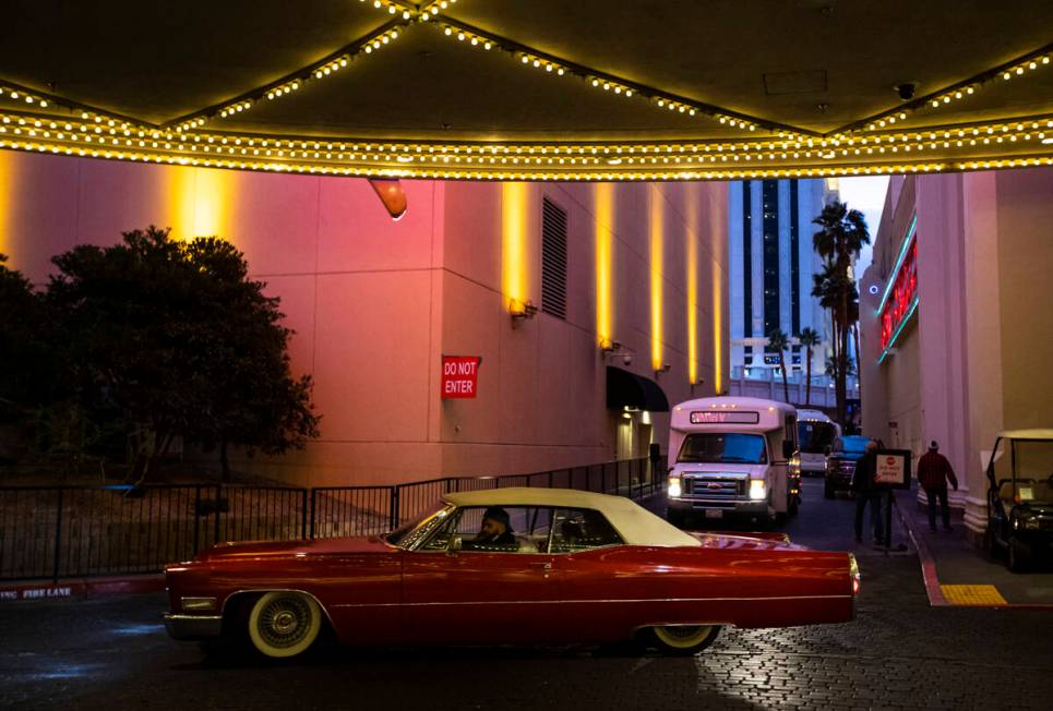 A Cadillac passes throught the porte-cochere at the Flamingo in Las Vegas on Thursday, Dec. 9, ...