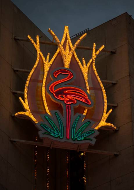 A neon sign at the Flamingo in Las Vegas on Thursday, Dec. 9, 2021. (Chase Stevens/Las Vegas Re ...