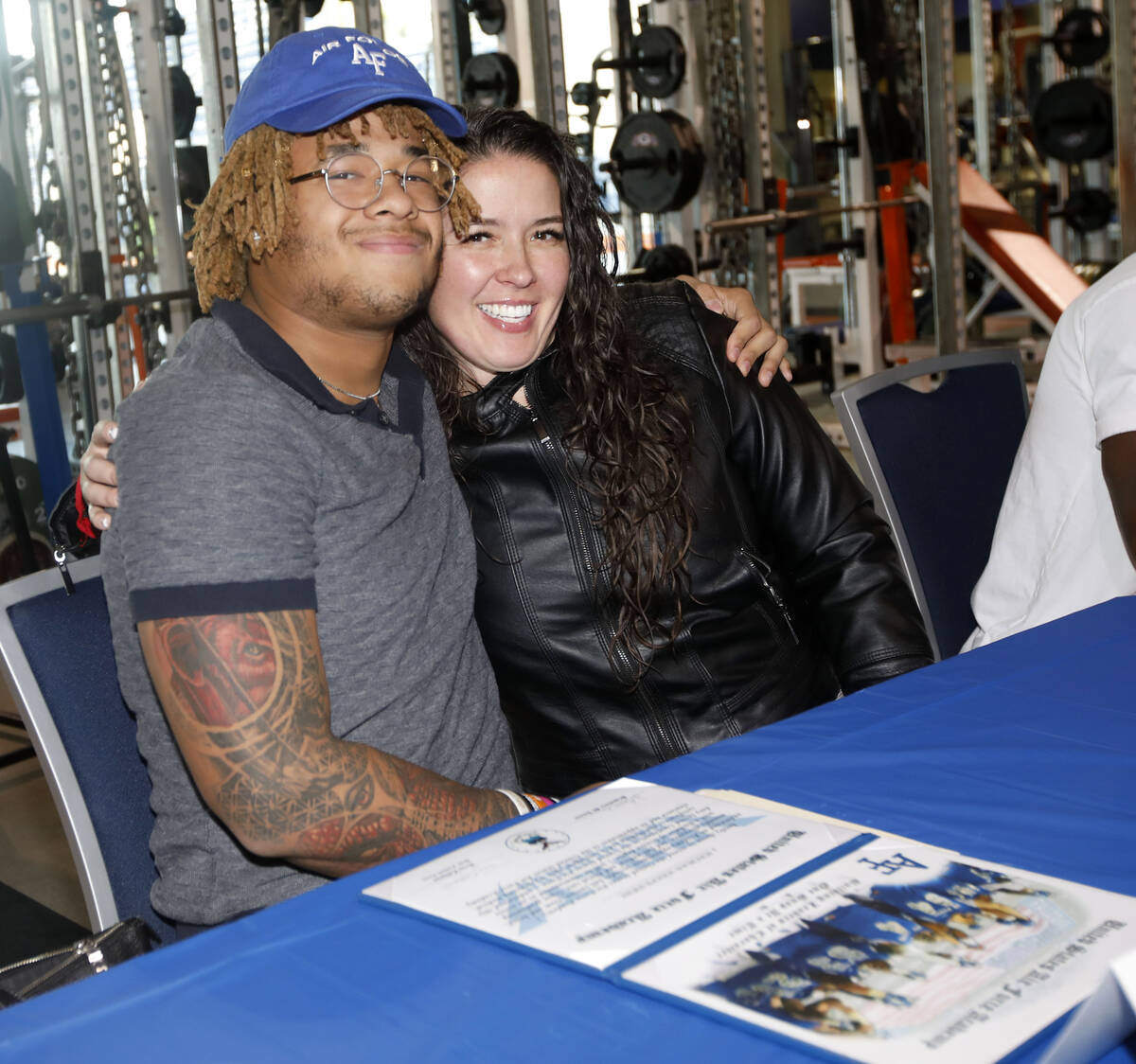 Bishop Gorman High School football player Jeremiah-Joseph 'JJ' Bwire poses for a photo with his ...