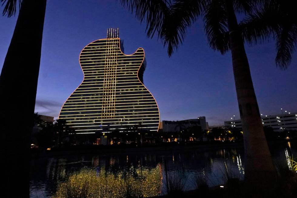 In this Jan. 19, 2021, file photo, The Guitar Hotel at Seminole Hard Rock Hotel & Casino Hollyw ...