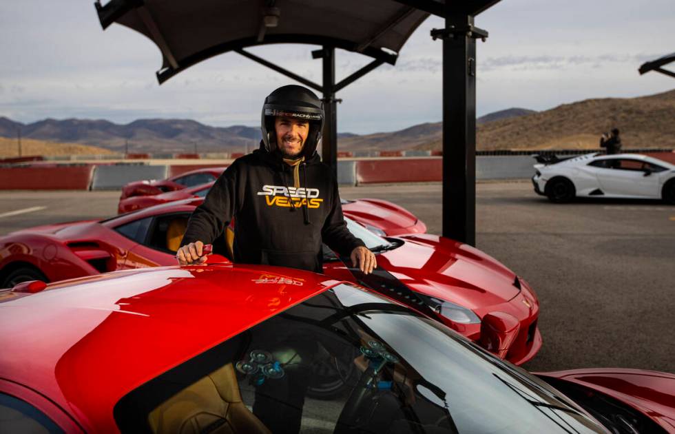 Romain Thievin, co-founder and co-CEO of Exotics Racing, poses for a portrait with a Ferrari 48 ...