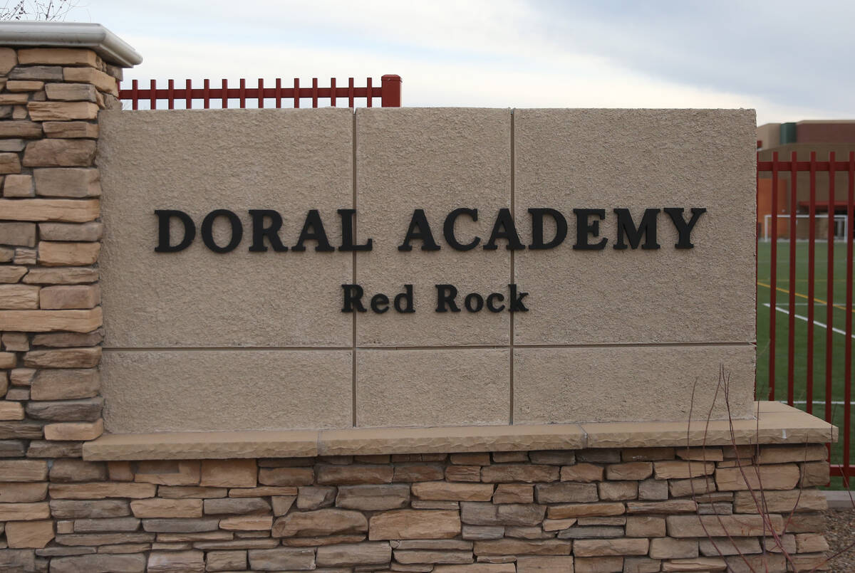 Doral Academy Red Rock Elementary School is seen on Friday, Feb. 28, 2020, in Las Vegas. (Bizua ...