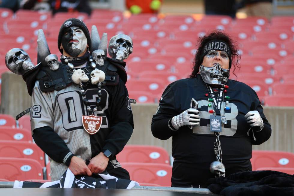 Fans attend an NFL football game between the Raiders and the Cleveland Browns at the FirstEnerg ...