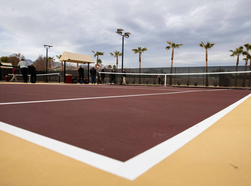 The $3.4 million tennis complex at Faith Lutheran High School is seen after the ribbon cutting ...