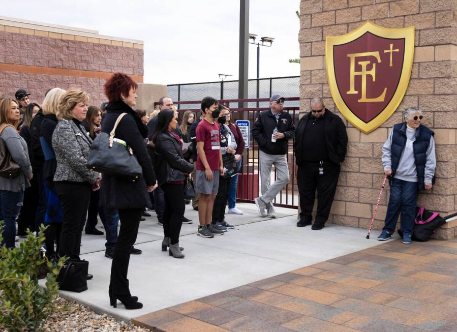 Parents and students attend the ribbon cutting ceremony of the $3.4 million tennis complex at F ...