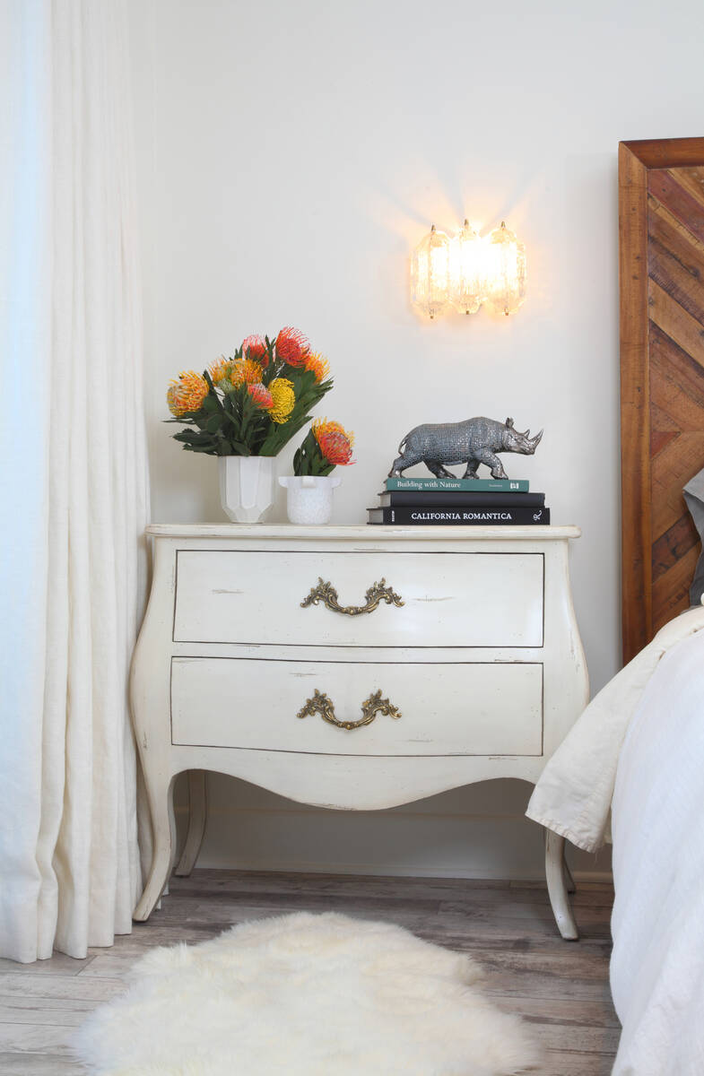 “Having a closed drawer at a bedside table and enough storage to prevent items from accumulat ...