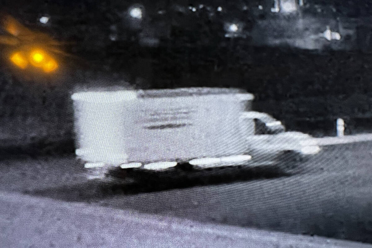 Las Vegas police are seeking the public's help in locating a white box truck involved in a fata ...