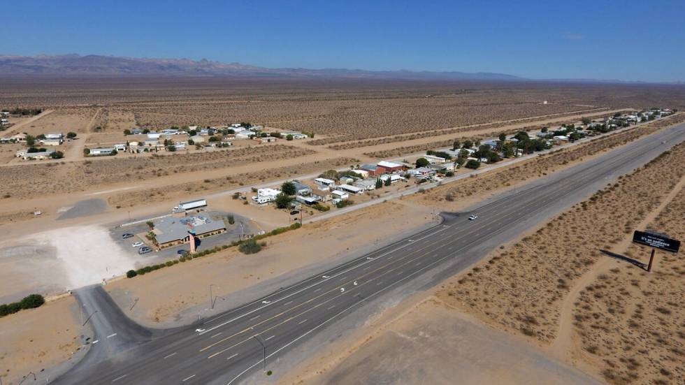 Cal-Nev-Ari, a town off U.S. Highway 95 south of Las Vegas, is shown on Thursday, Aug. 26, 2021 ...