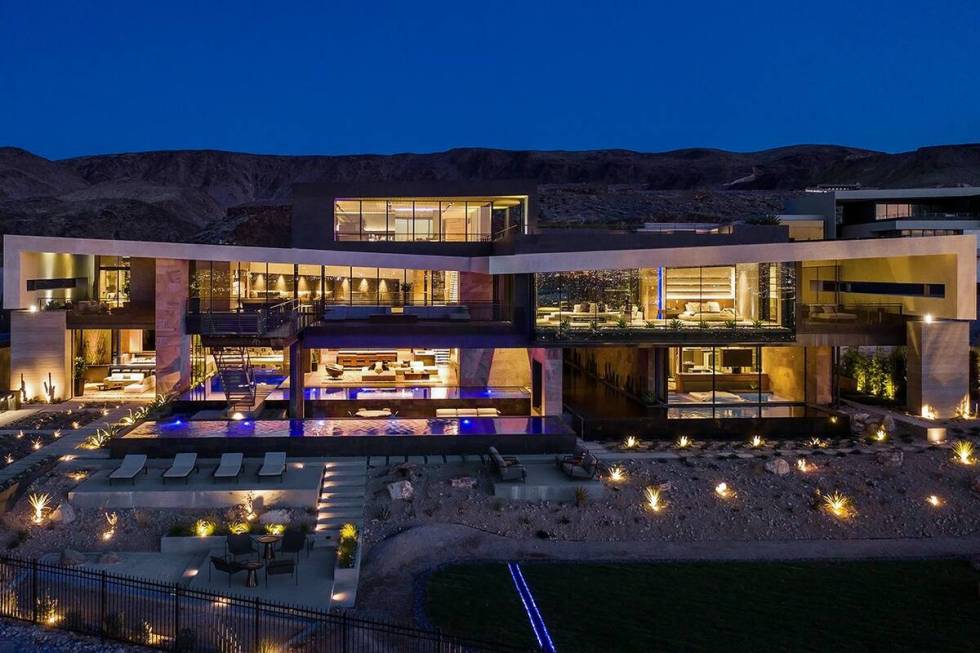 A luxury three-story home built in Henderson, seen here, sold for $25 million in 2021. (Blue H ...