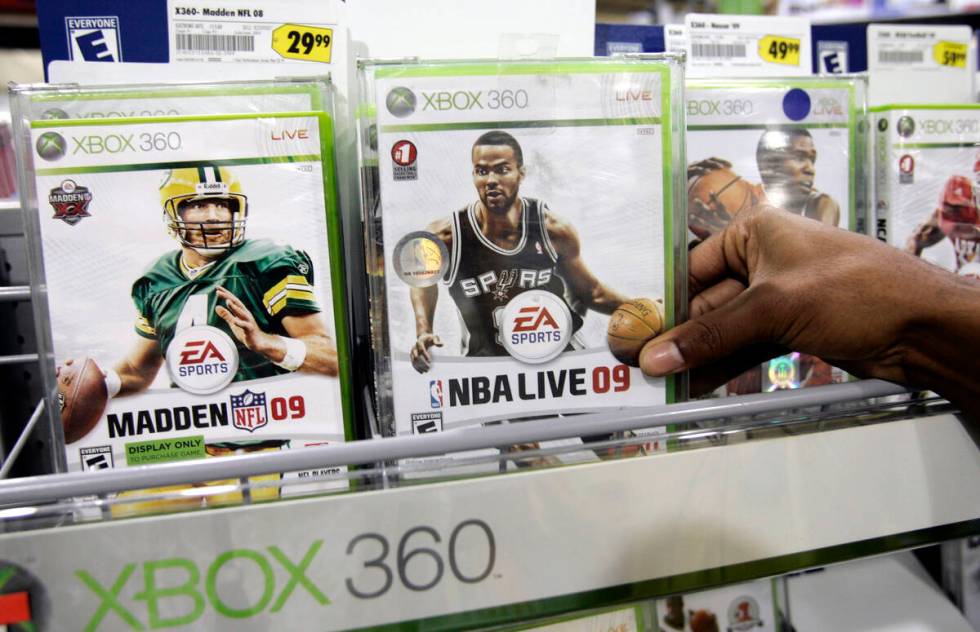 Electronic Arts games for the XBox 360 on display at Best Buy in Mountain View. Calif., Wednesd ...