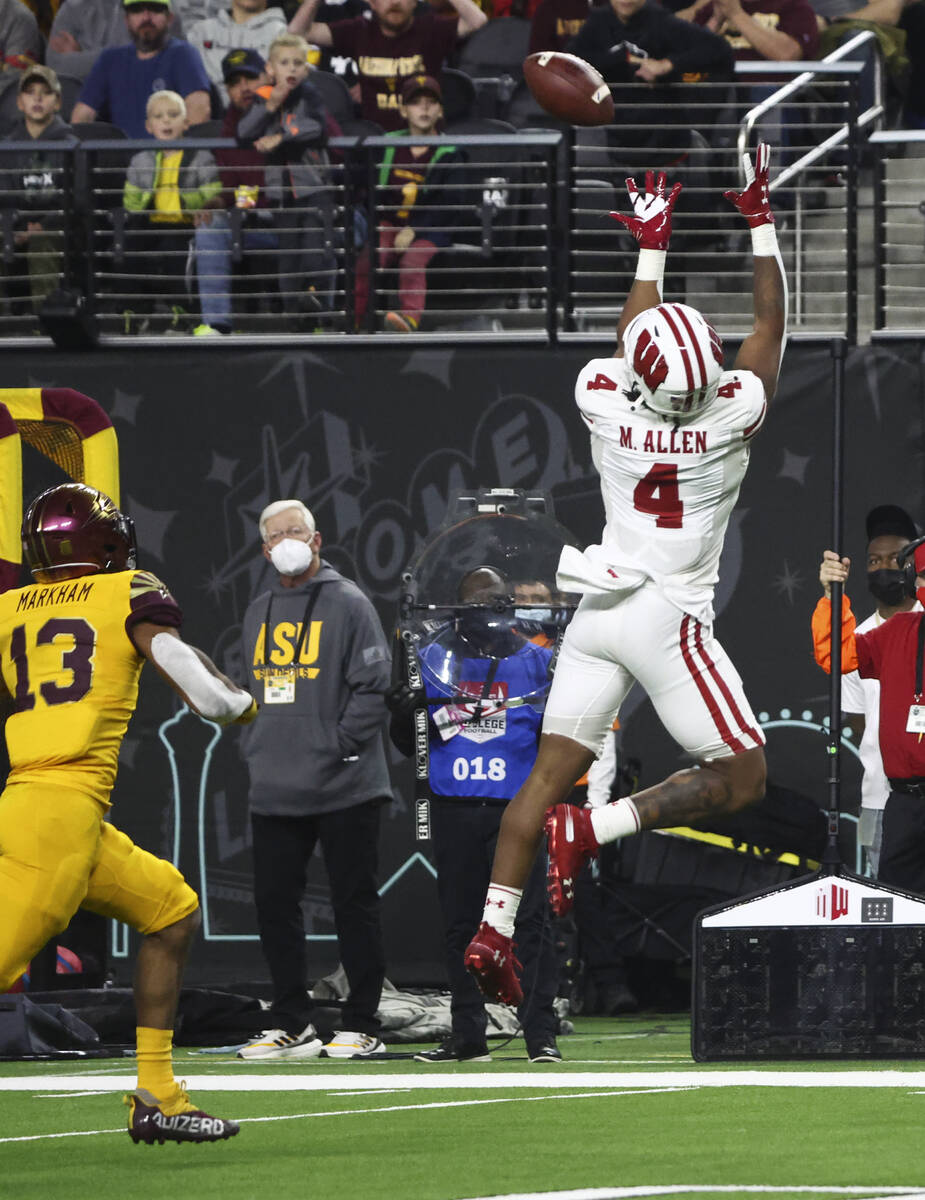 Wisconsin Badgers wide receiver Markus Allen (4) goes up for the reception during the first hal ...