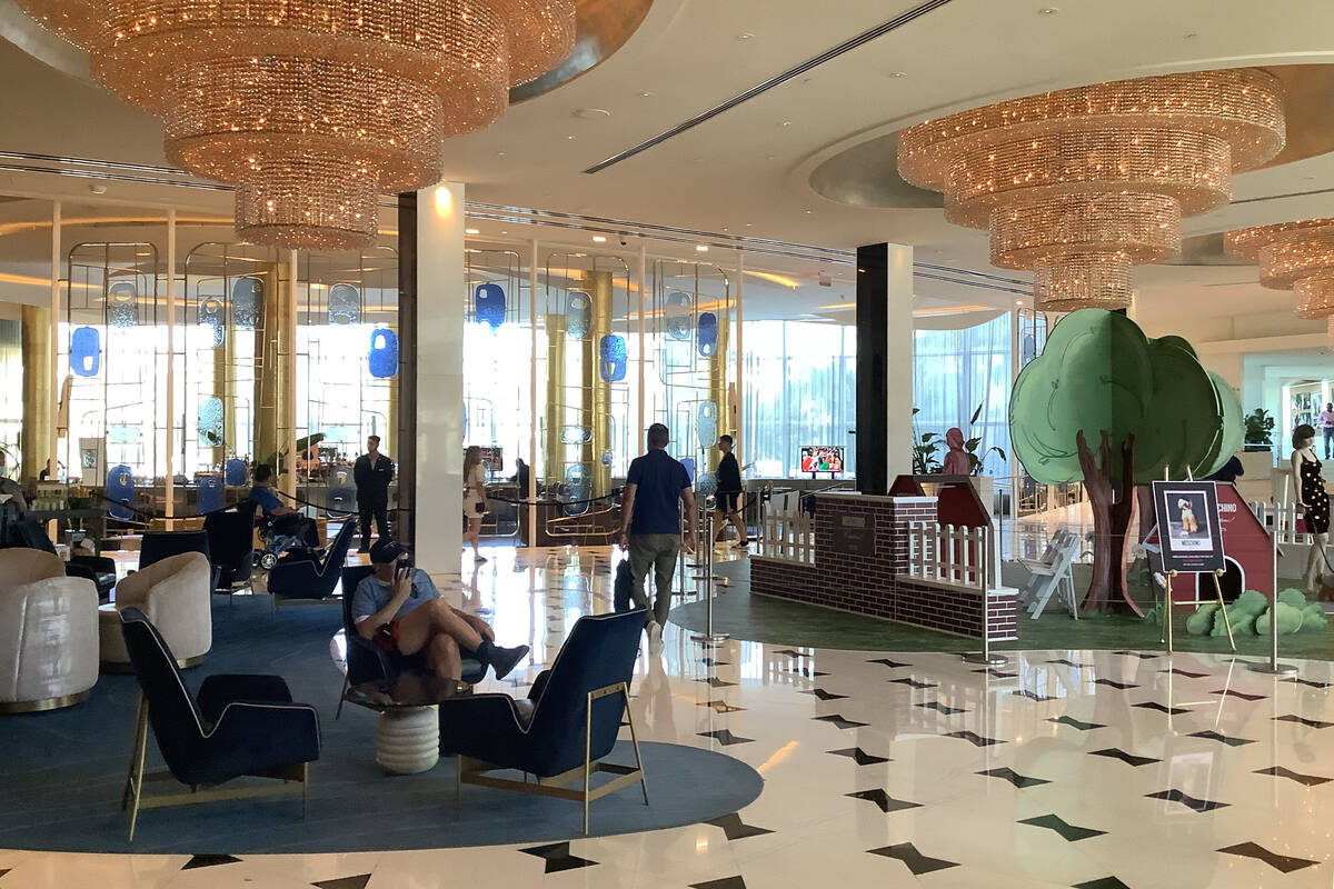 The lobby of the Fontainebleau Miami Beach hotel in Florida is seen Tuesday, Dec. 7, 2021. (Eli ...