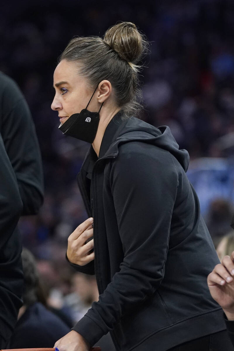 San Antonio Spurs assistant coach Becky Hammon during an NBA basketball game against the Golden ...