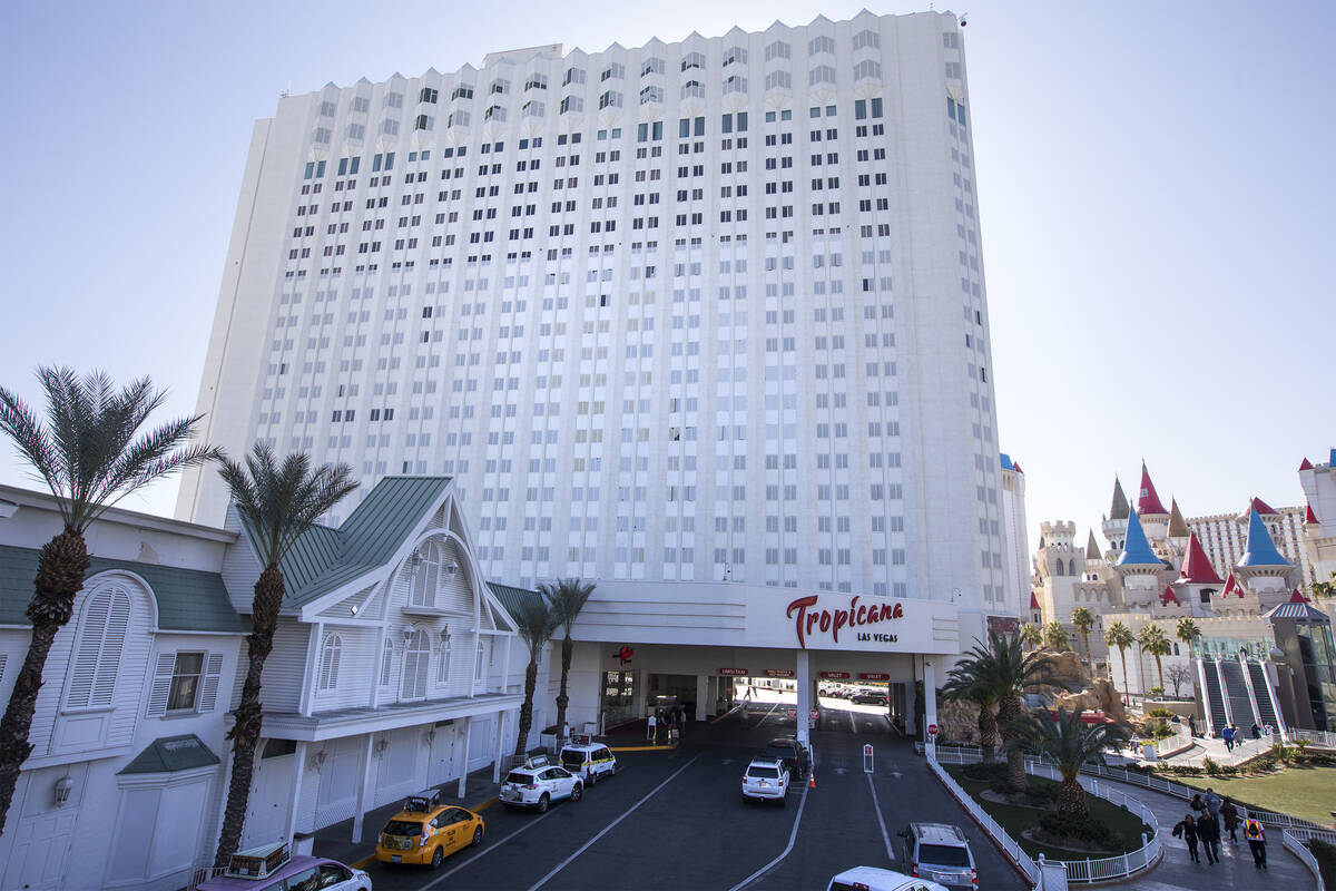 Tropicana is seen on the Strip on Wednesday, Feb. 19, 2020, in Las Vegas. Penn National Gaming ...