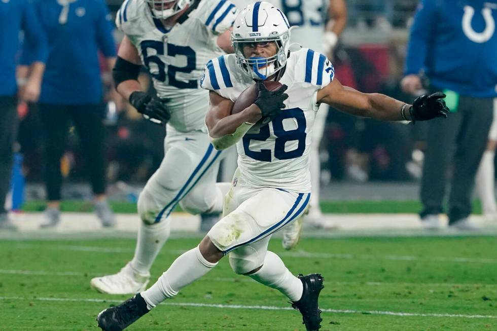 Indianapolis Colts running back Jonathan Taylor (28) against the Arizona Cardinals during an NF ...