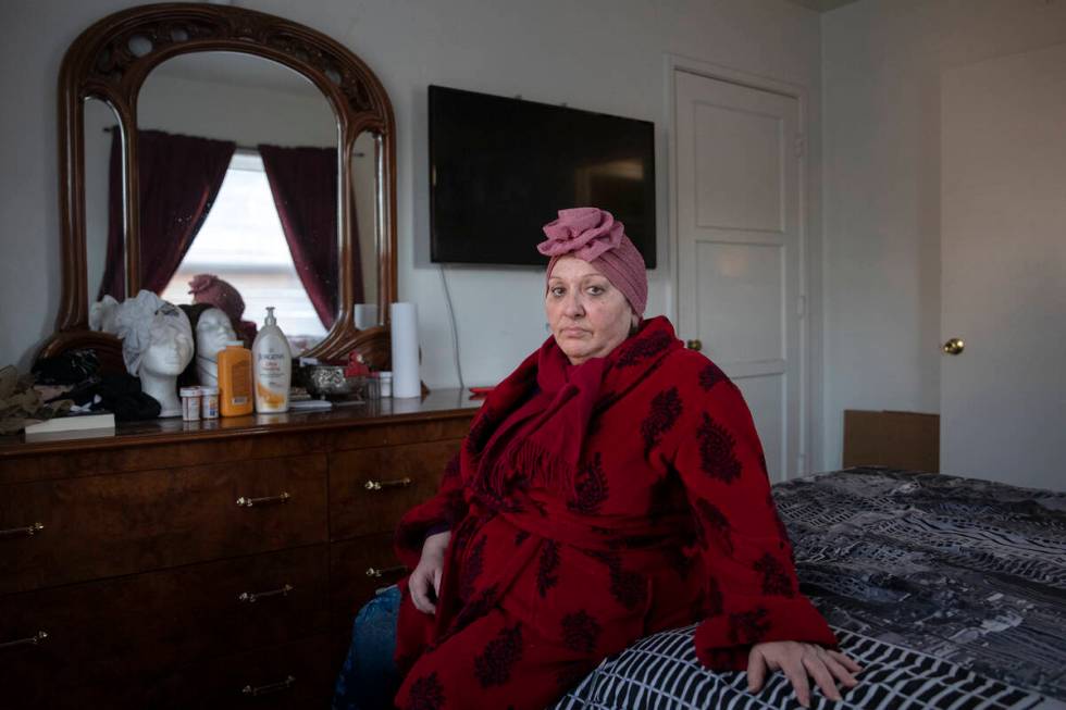 Inna Brez, 61, in her bedroom at her unit in Desert Plaza Apartments on Saturday, Dec. 18, 2021 ...
