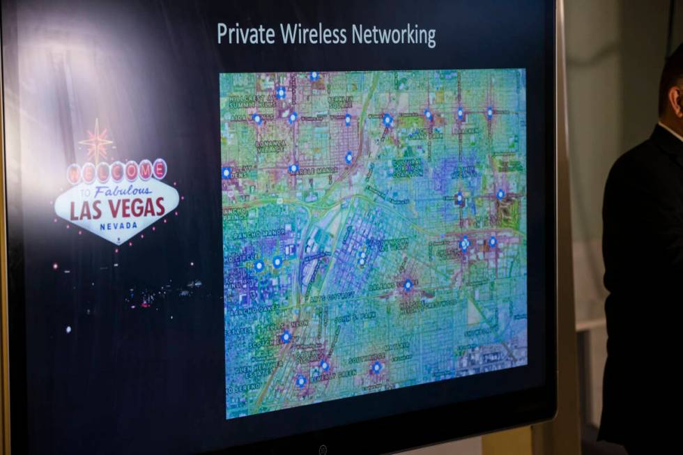 A digital display is shown during a showcase of the Las Vegas Smart City Project on Tuesday, Ja ...