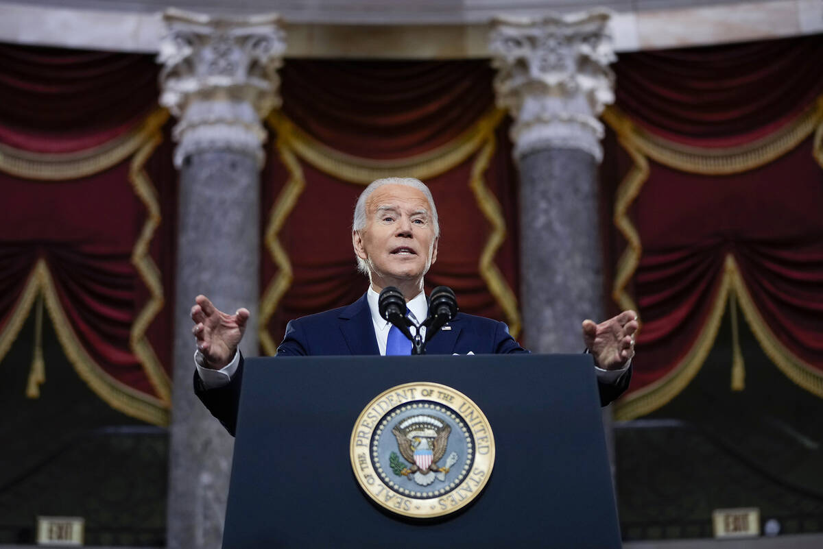 President Joe Biden delivers remarks on the one year anniversary of the January 6 attack on the ...