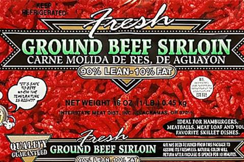 The exterior of a Walmart package of ground beef that might contain E. Coli bacteria. Other st ...