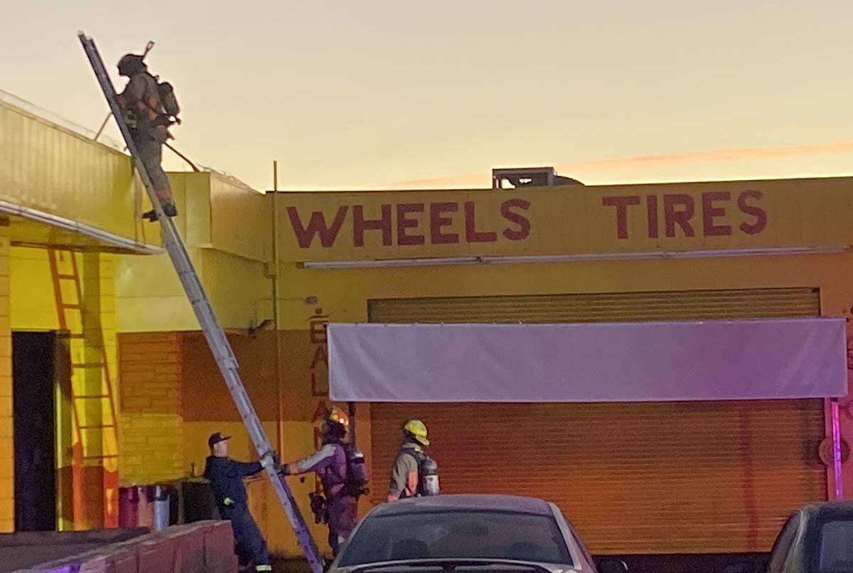 Las Vegas firefighters battled a blaze at a commercial building early Friday. (Glenn Puit / Las ...