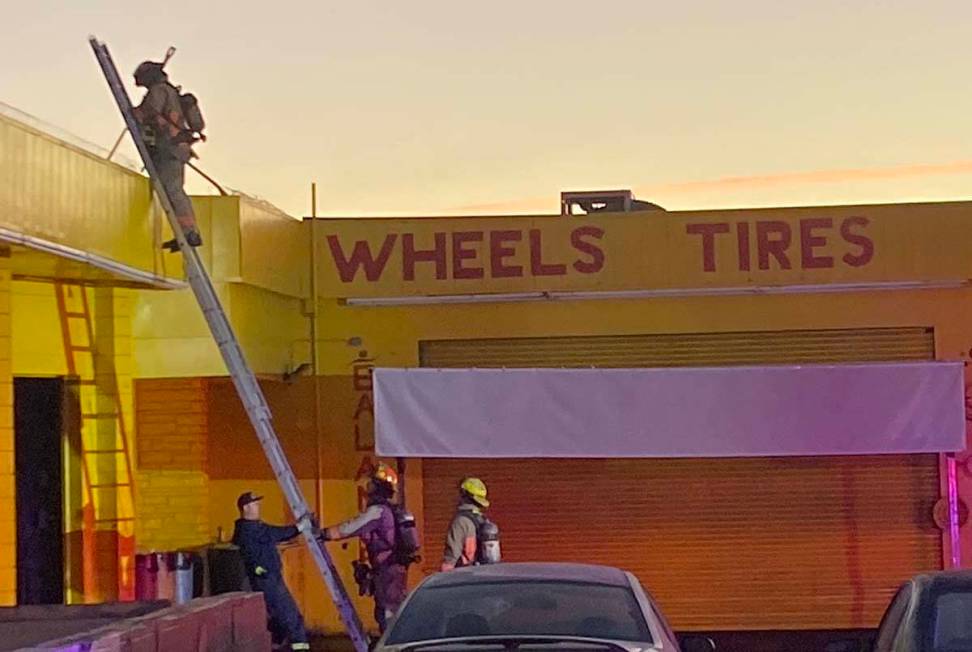 Las Vegas firefighters battled a blaze at a commercial building early Friday. (Glenn Puit / Las ...