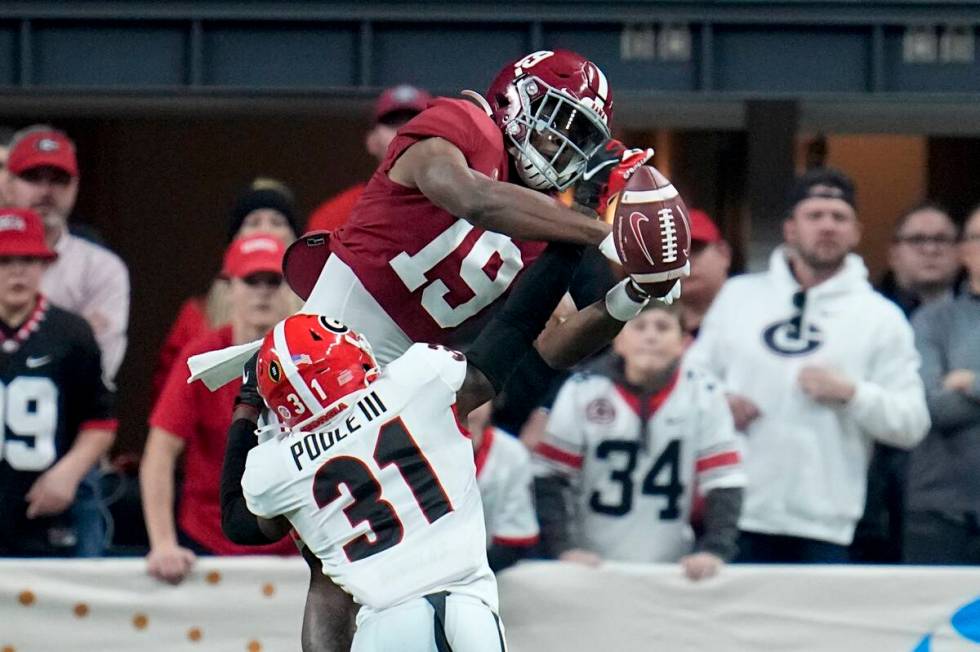 Georgia's William Poole breaks up a pass intended for Alabama's Jahleel Billingsley during the ...