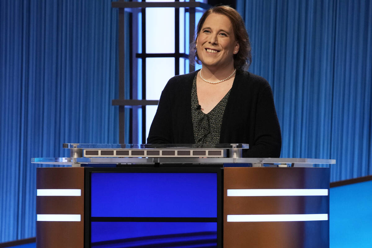 This image provided by Jeopardy Productions, Inc. shows game show champion Amy Schneider on the ...