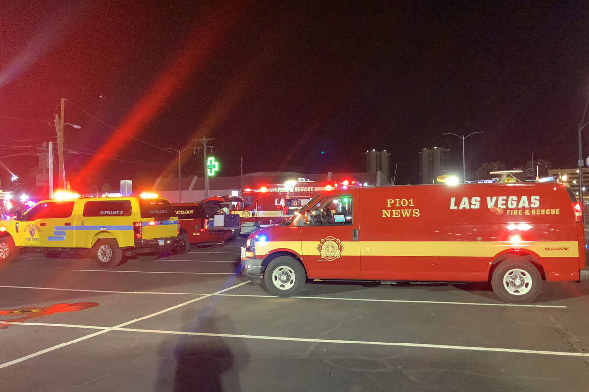 Firefighters battle a blaze at 17 E. Oakey Ave., on Monday, Jan 10, 2022. (Las Vegas Fire Depar ...