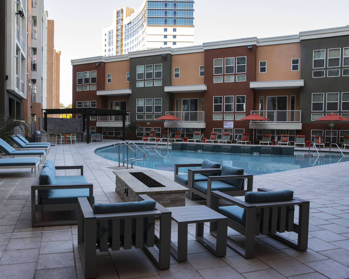 The pool area at Jade, a luxury apartment complex that recently sold, is shown on Wednesday, Ja ...