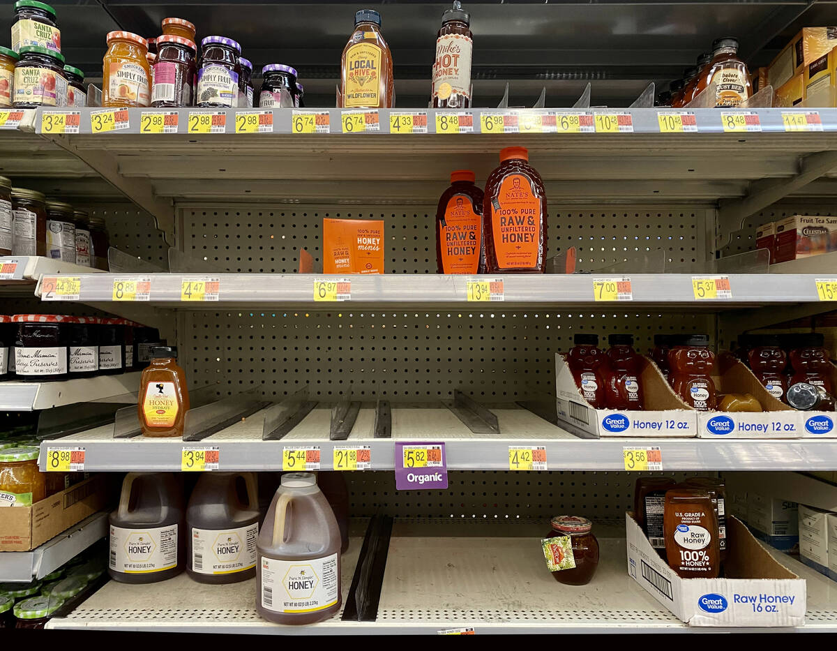 Some honey products are running low on the shelves at the Walmart on West Lake Mead Boulevard o ...