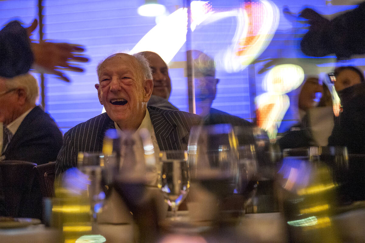 Former Las Vegas mayor Oscar Goodman laughs as he is roasted at Oscar's Steakhouse, on the 10th ...