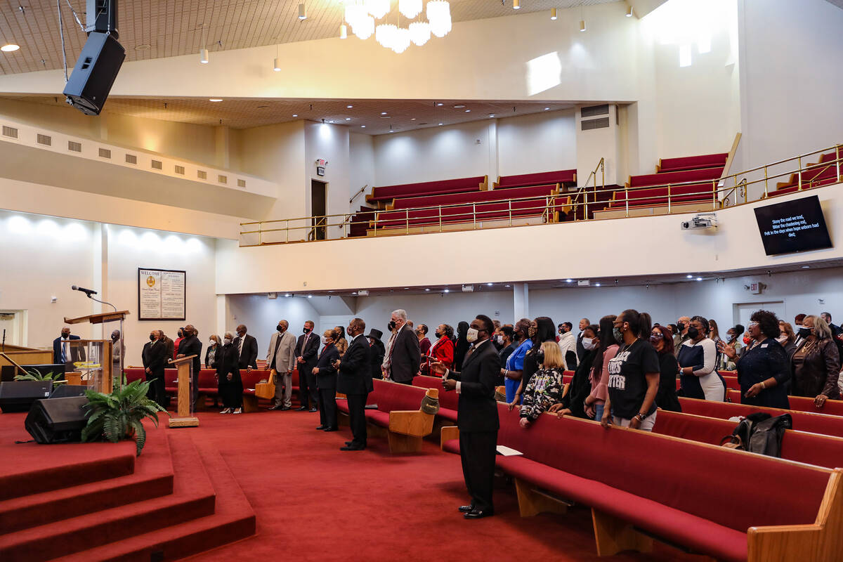 The congregation during a service honoring Dr. Martin Luther King Jr. at Second Baptist Church ...