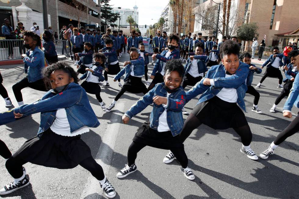 Inferno Cheer and Dance members perform during the 40th annual Martin Luther King, Jr. parade, ...