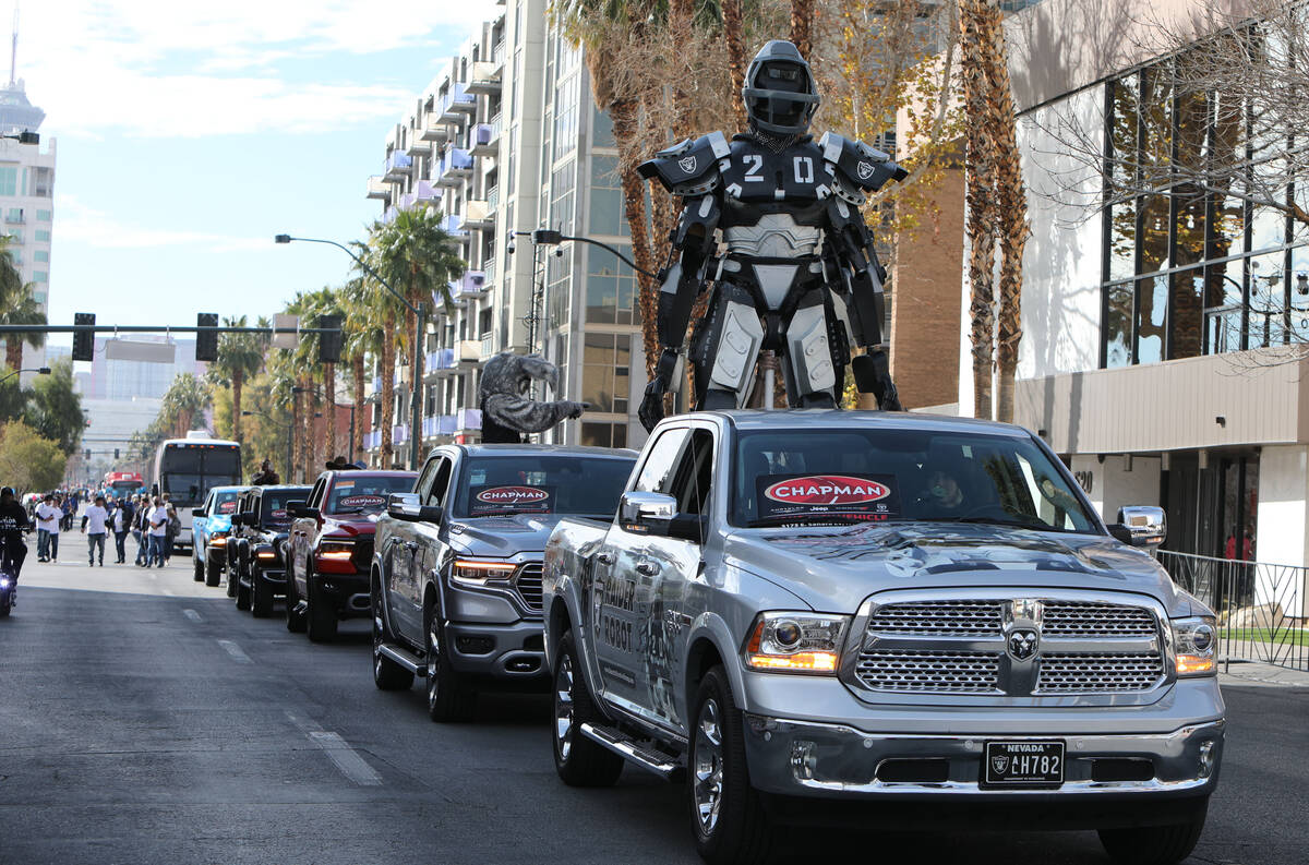 Raider Robot from the Doucette Creative Group is seen on a truck during the 40th annual Martin ...
