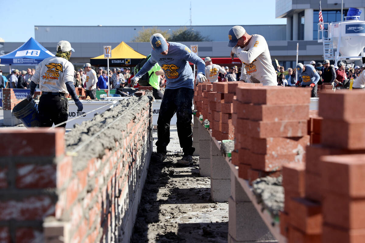 Cole Stamper of Lexington, Ky., left, and his tender Jeff Becker of Mason Structure compete in ...