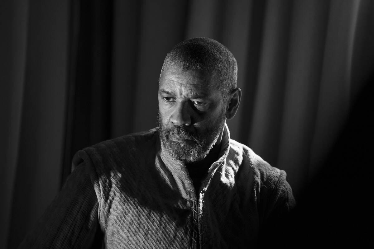 This image released by A24 shows Denzel Washington in a scene from "The Tragedy of Macbeth ...