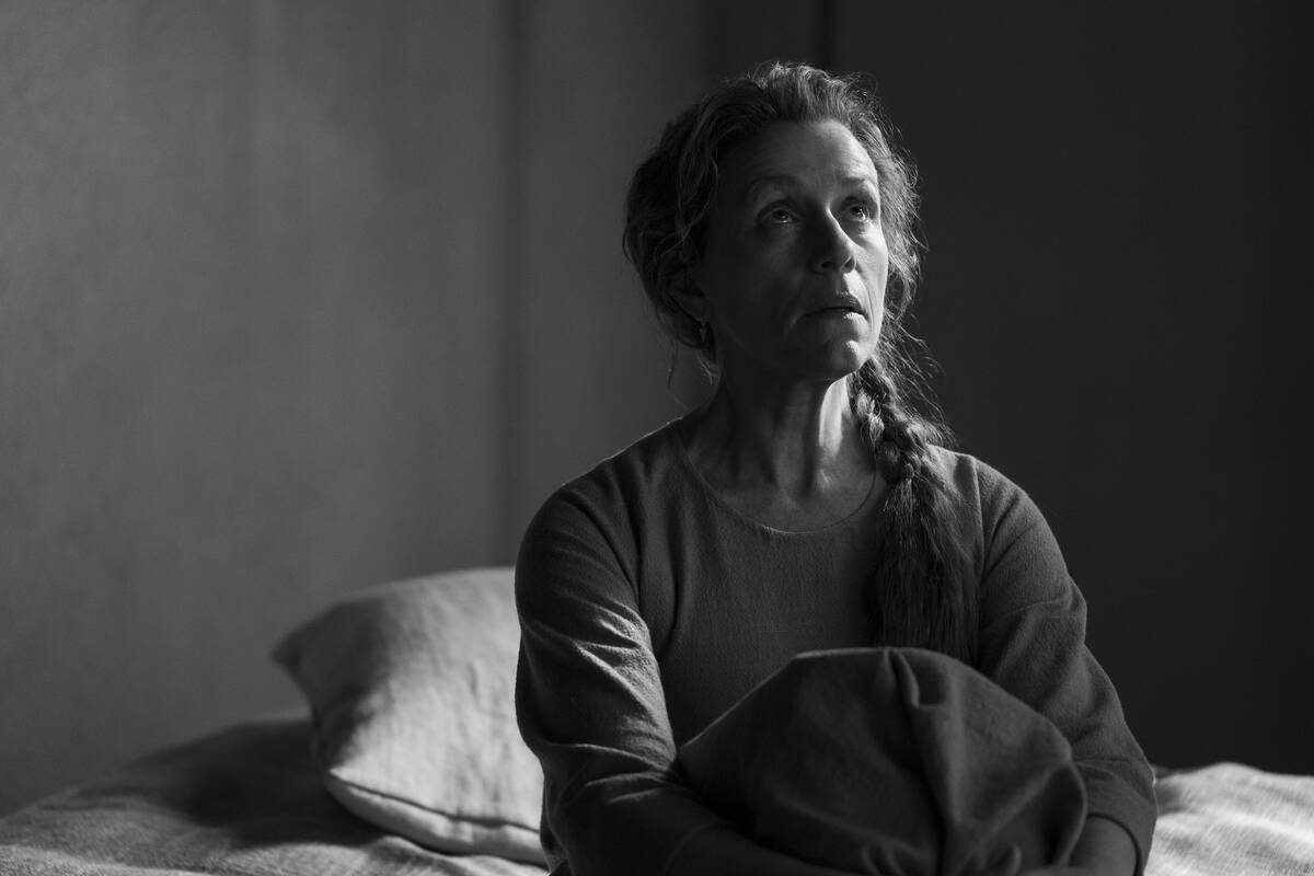 This image released by A24 shows Frances McDormand in a scene from "The Tragedy of Macbeth ...