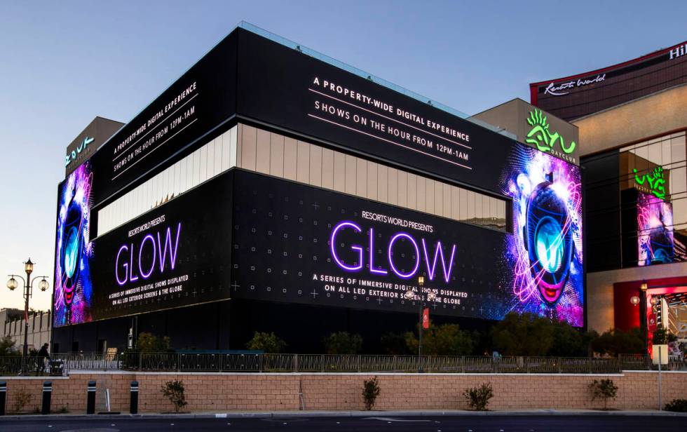 Advertising for Glow presented by Resorts World Las Vegas, a multimedia entertainment show util ...