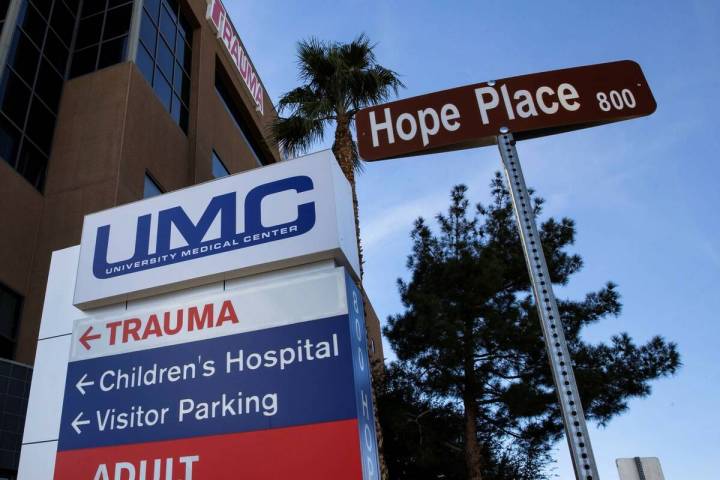 University Medical Center is shown on Monday, Jan. 10, 2022, in Las Vegas. (Bizuayehu Tesfaye/L ...