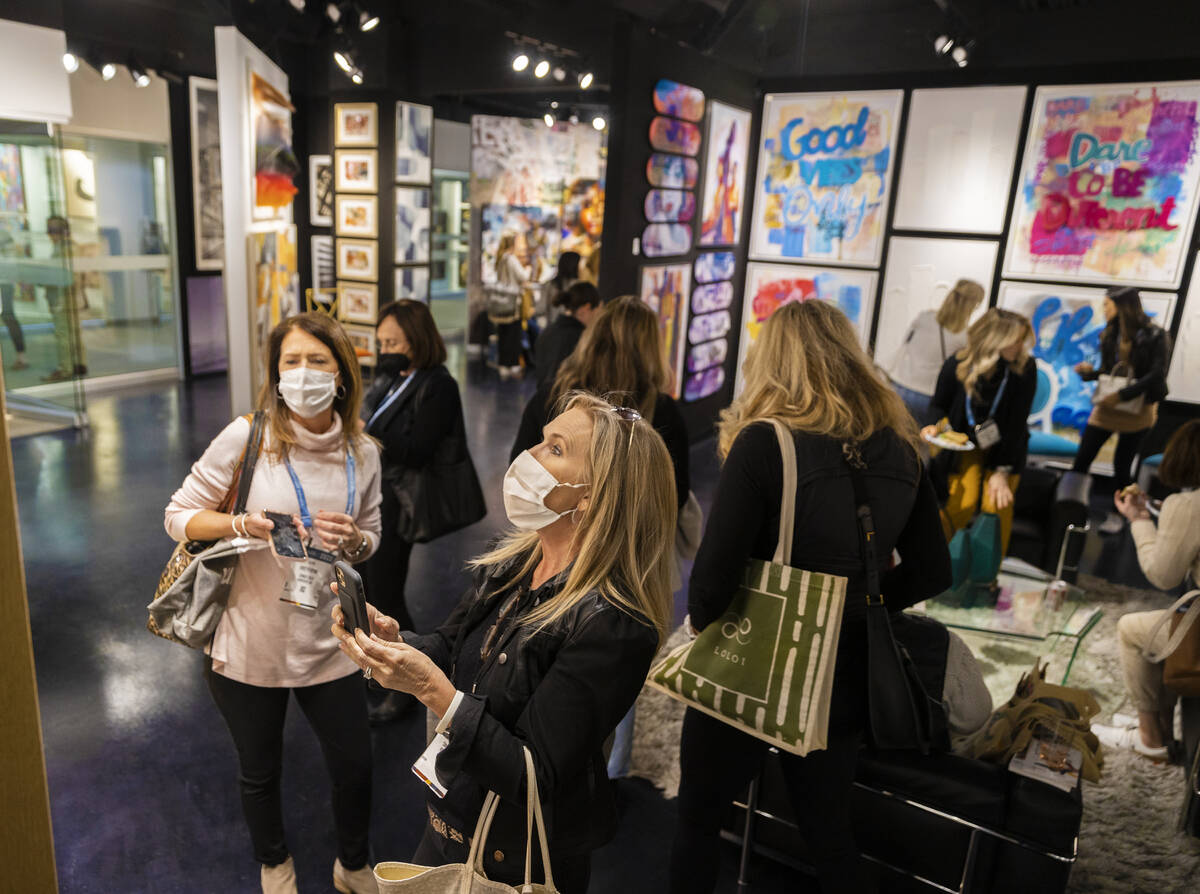 Brenda Langford, middle, with Connies Touch, shops at Leftbank Art during the Las Vegas Market ...