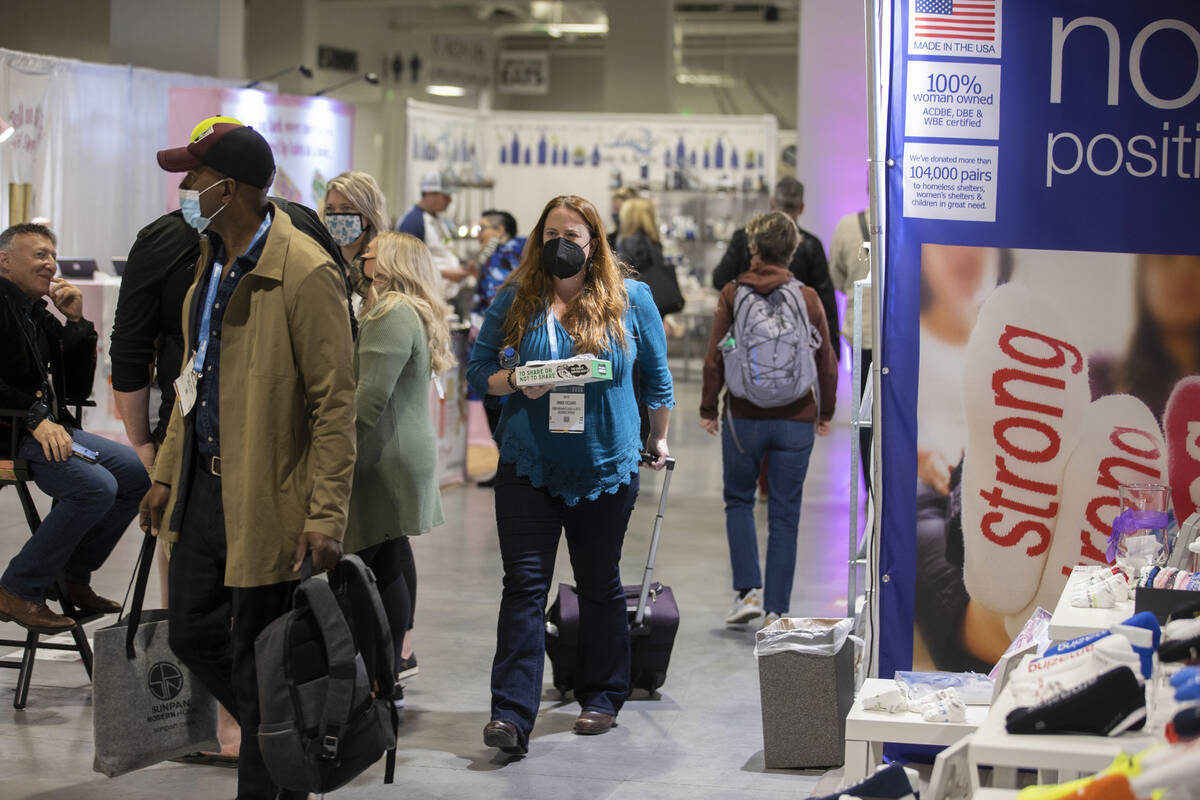 Conventiongoers browse The Expo during the Las Vegas Market at World Market Center Las Vegas on ...