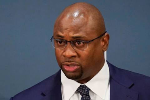 Troy Vincent, executive vice president of football operations at the NFL, speaks to reporters d ...