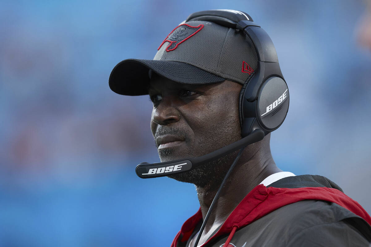 Tampa Bay Buccaneers defensive coordinator Todd Bowles watches from the sideline during an NFL ...