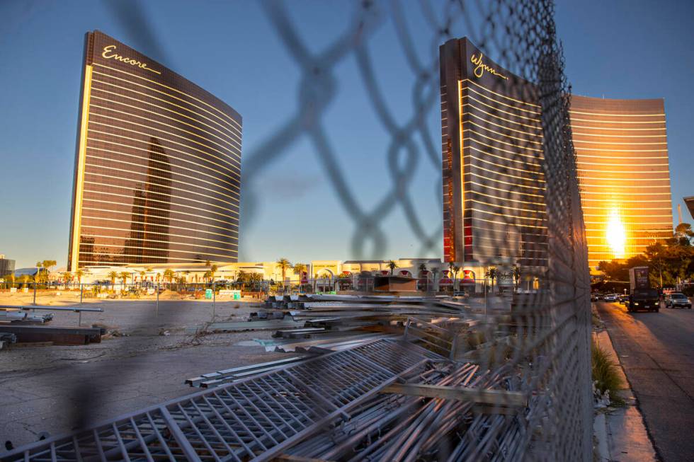 Wynn Las Vegas and Encore are seen north of Fashion Show Drive with land owned by Wynn Resorts ...