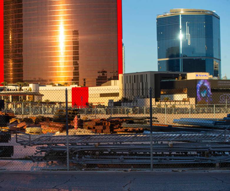 Land owned by Wynn Resorts is seen in the foreground off of Fashion Show Drive on Wednesday, Ja ...
