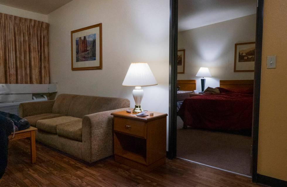 A room at the Siena Suites extended-stay motel on Boulder Highway in Las Vegas. Police receive ...