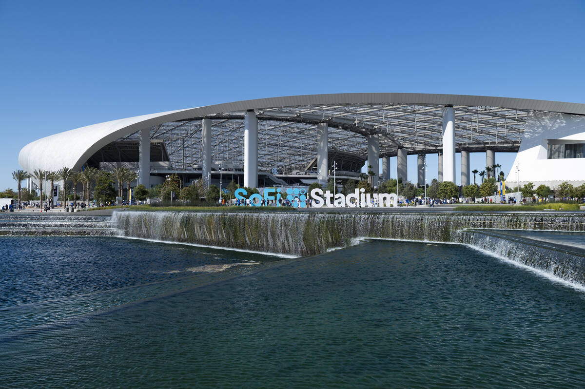 General view of SoFi Stadium, the home of the Los Angeles Rams before an NFL football game betw ...