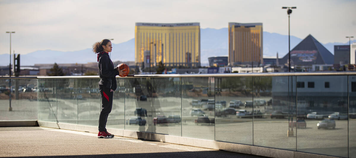 UNLV Lady Rebels guard Essence Booker poses for a portrait at UNLV on Friday, Jan. 28, 2022, in ...